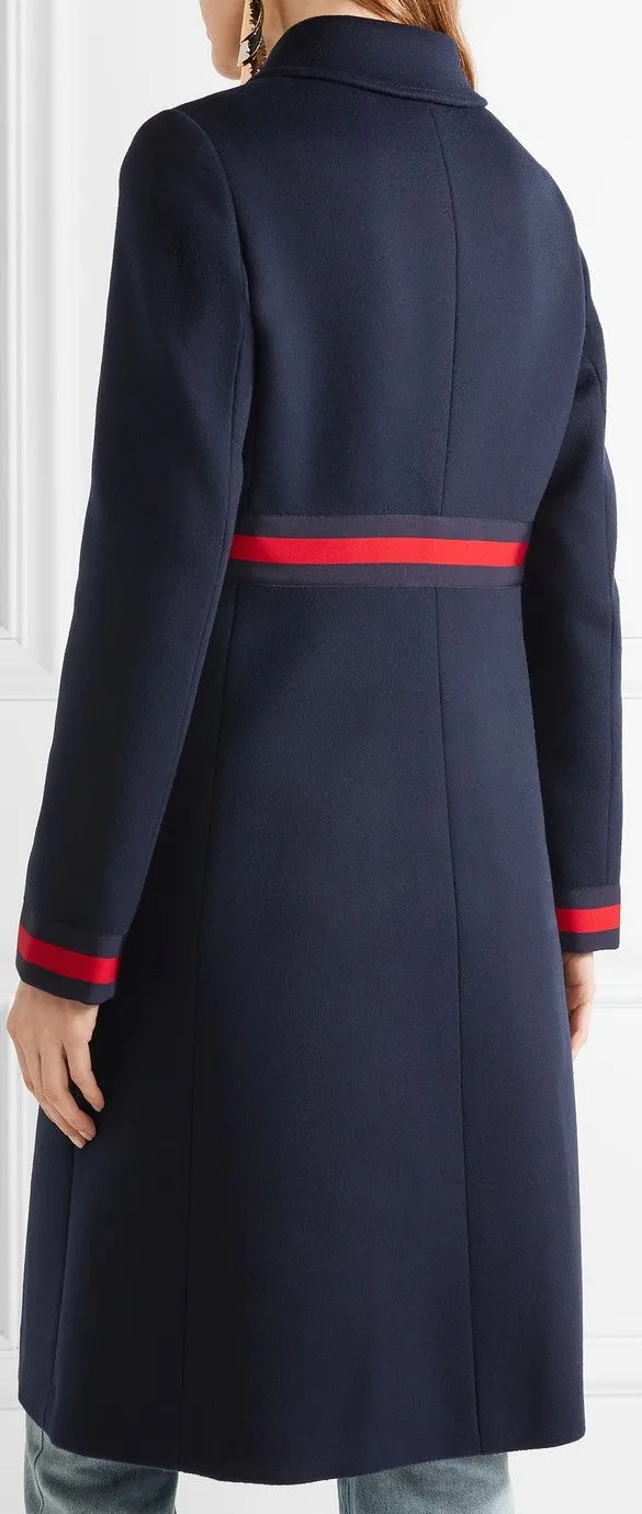 Embellished Grosgrain-Trimmed Coat