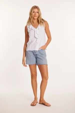 Flounce Neckline Sleeveless Tee