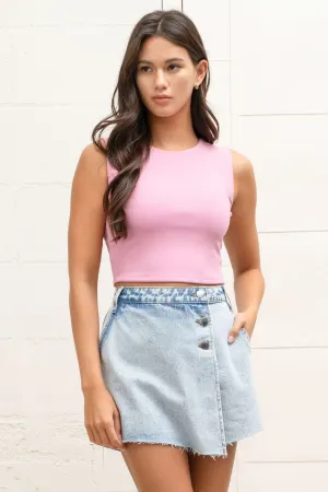 HLB Reversible Ribbed Crop Tank - Pink