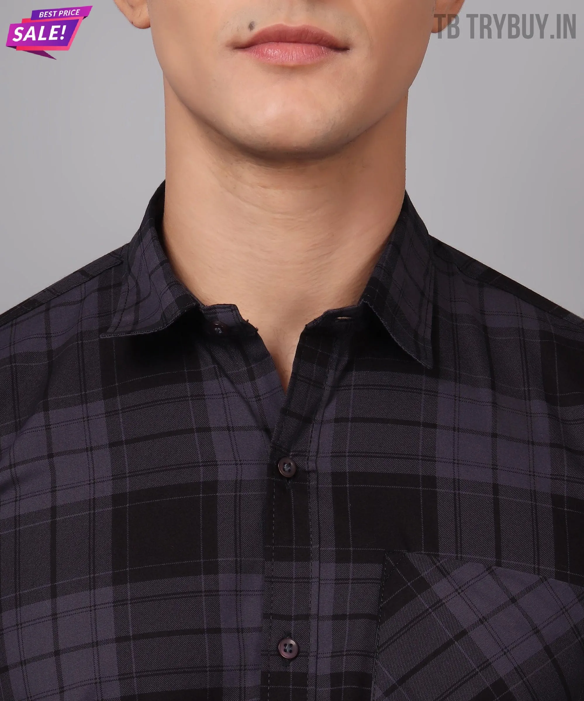 Men's Grey Checks Men's Shirt