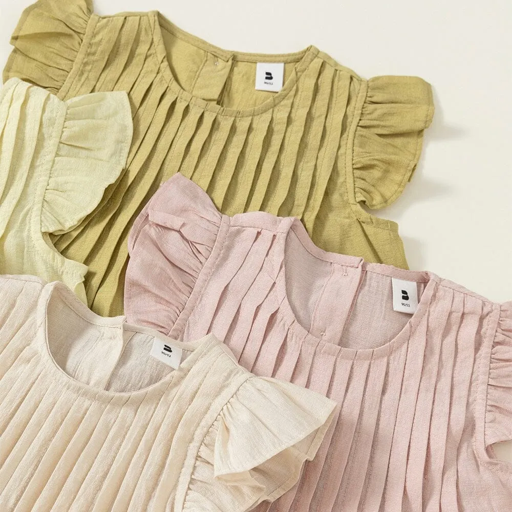 Nicole Pleated Ruffled Sleeveless Dress