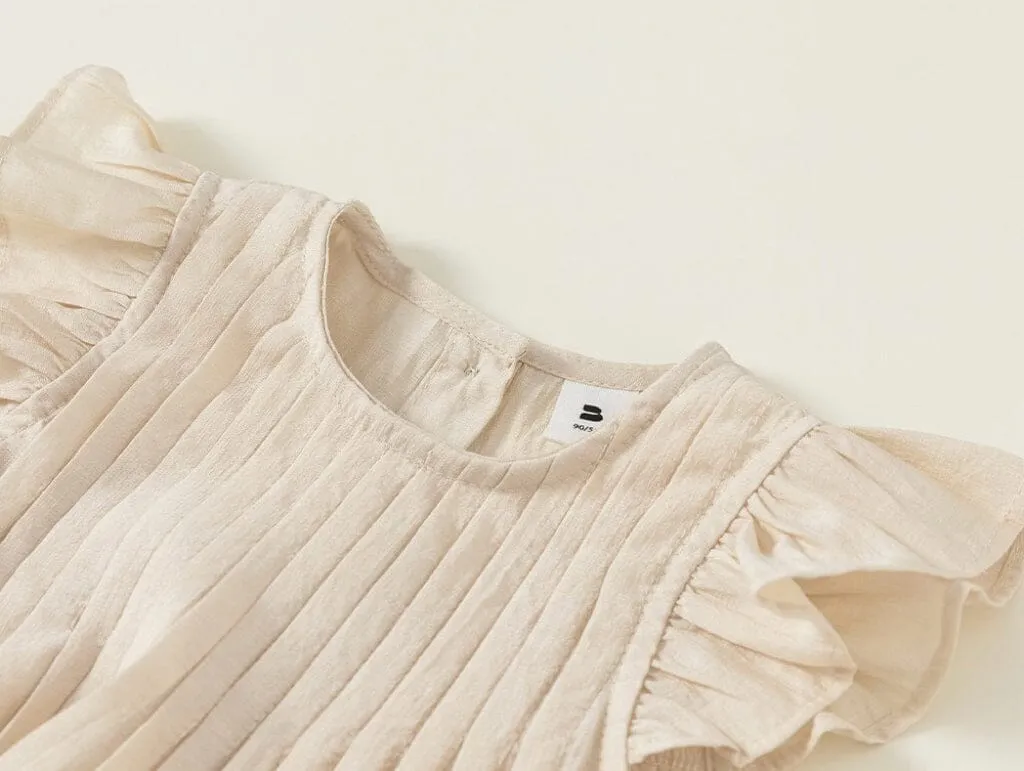 Nicole Pleated Ruffled Sleeveless Dress