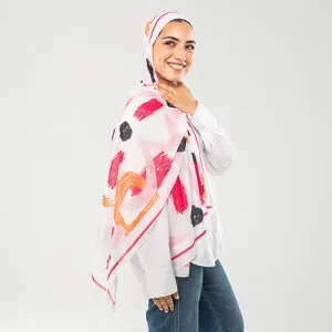 PC1125 - Taffy White Printed Chiffon Scarf