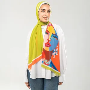 PC1127 - Lime Printed Chiffon Scarf