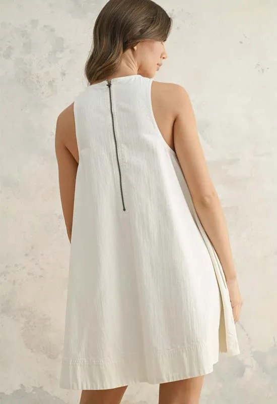Sleeveless A-Line Dress - White
