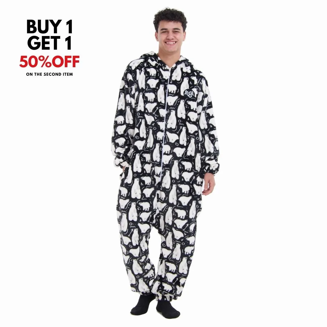 Snuggs Blanket Onesie Black Polar Bear