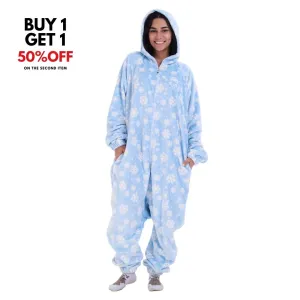 Snuggs Blanket Onesie Light Blue Snowflakes